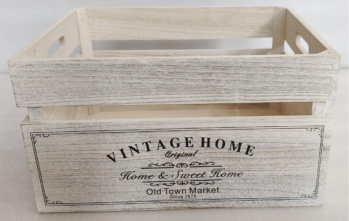 Vintage Home Wood Crates White Wash 40cm