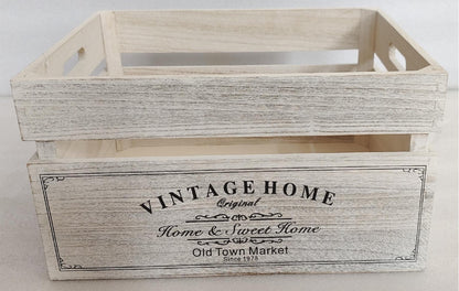 Vintage Home Wood Crates White Wash 40cm
