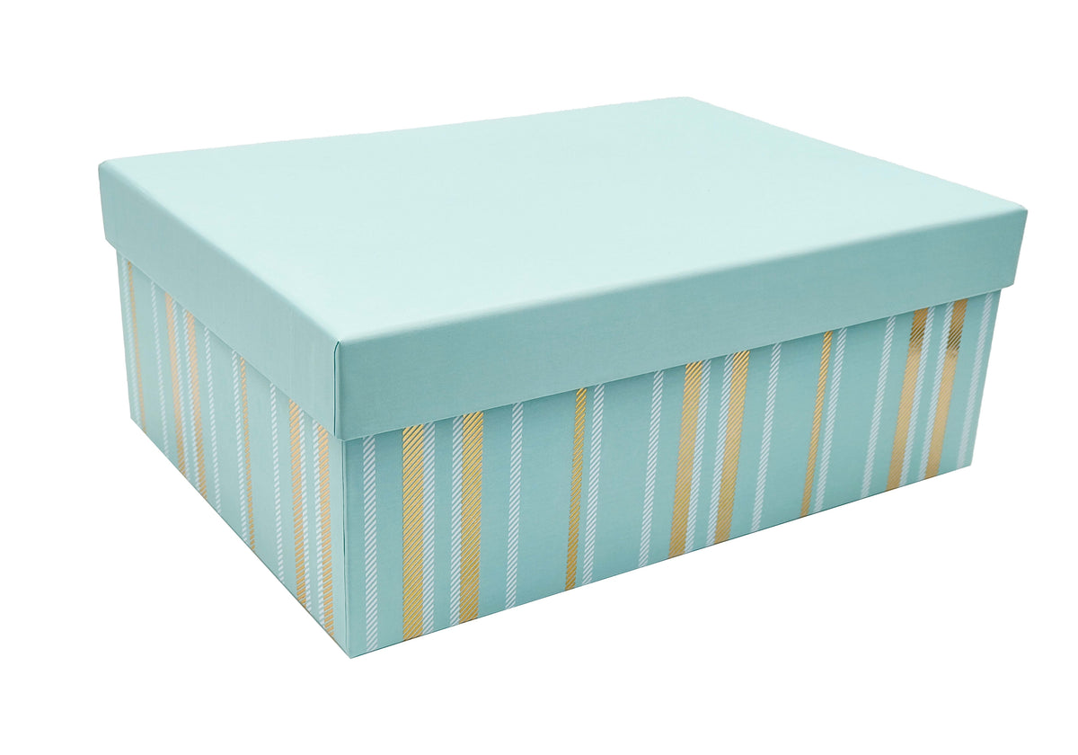 Bulk 2 Foiled Stripes Tiffany Blue Gift Box Set 18 43x34x16cm