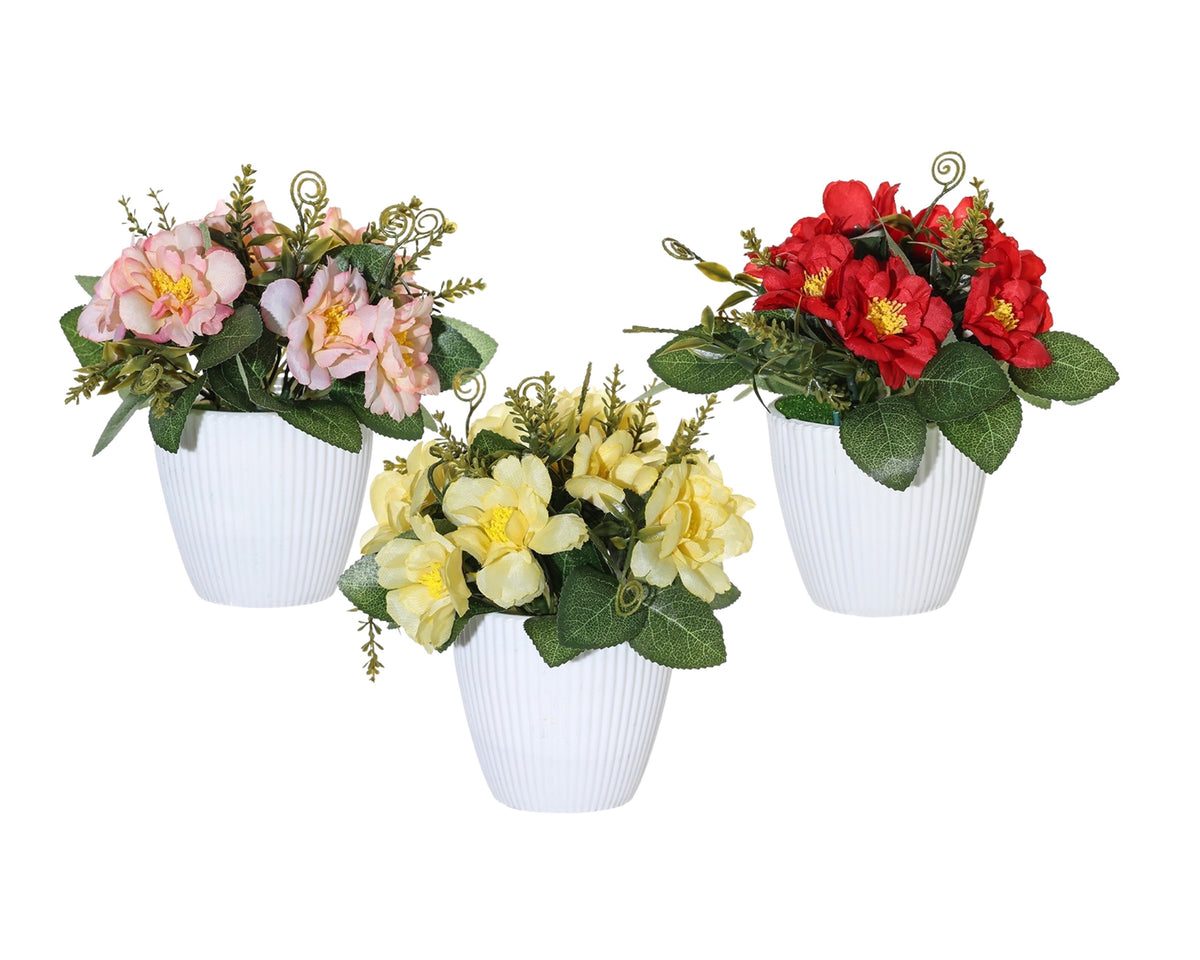 Set 3 Artificial Mini Rose Pot 16cm