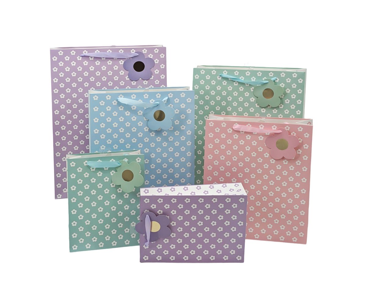 bulk 24 Xlarge Embossed Daisy Gift Bag 42cm