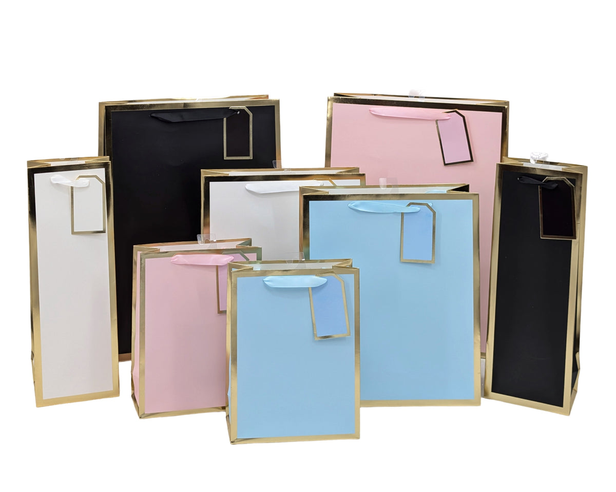 bulk 24 Gold Deluxe Foiled Bottle Gift Bag 36cm