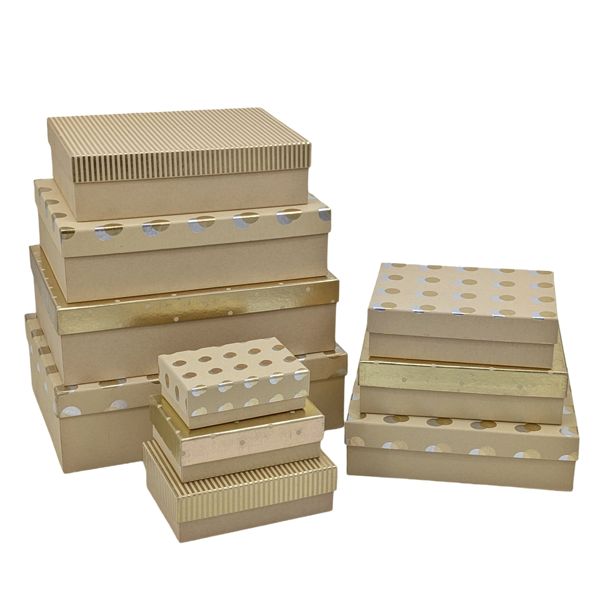 Bulk 3 Kraft Foiled Gift Box Set Of 10 37x27x11cm