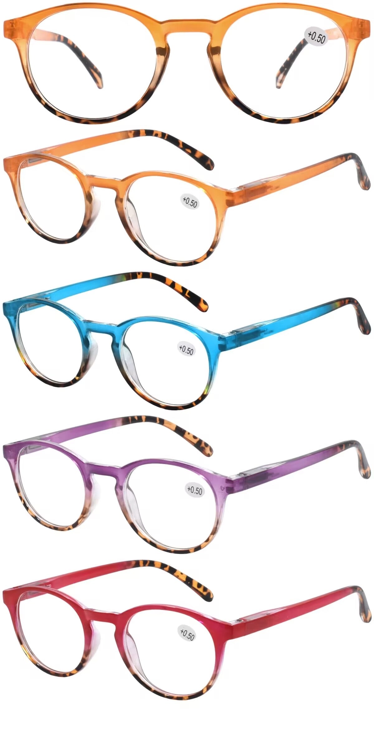 Bulk 24 Tortoiseshell & Bright Reading Glasses +3.50 Spring Hinge
