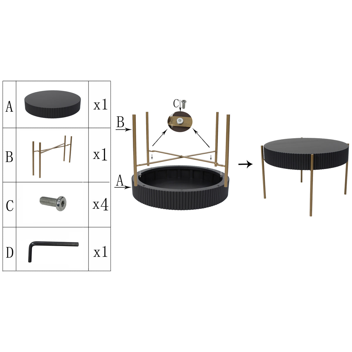 Eclipse Ribbed Coffee Table 60x35cm - Image 4