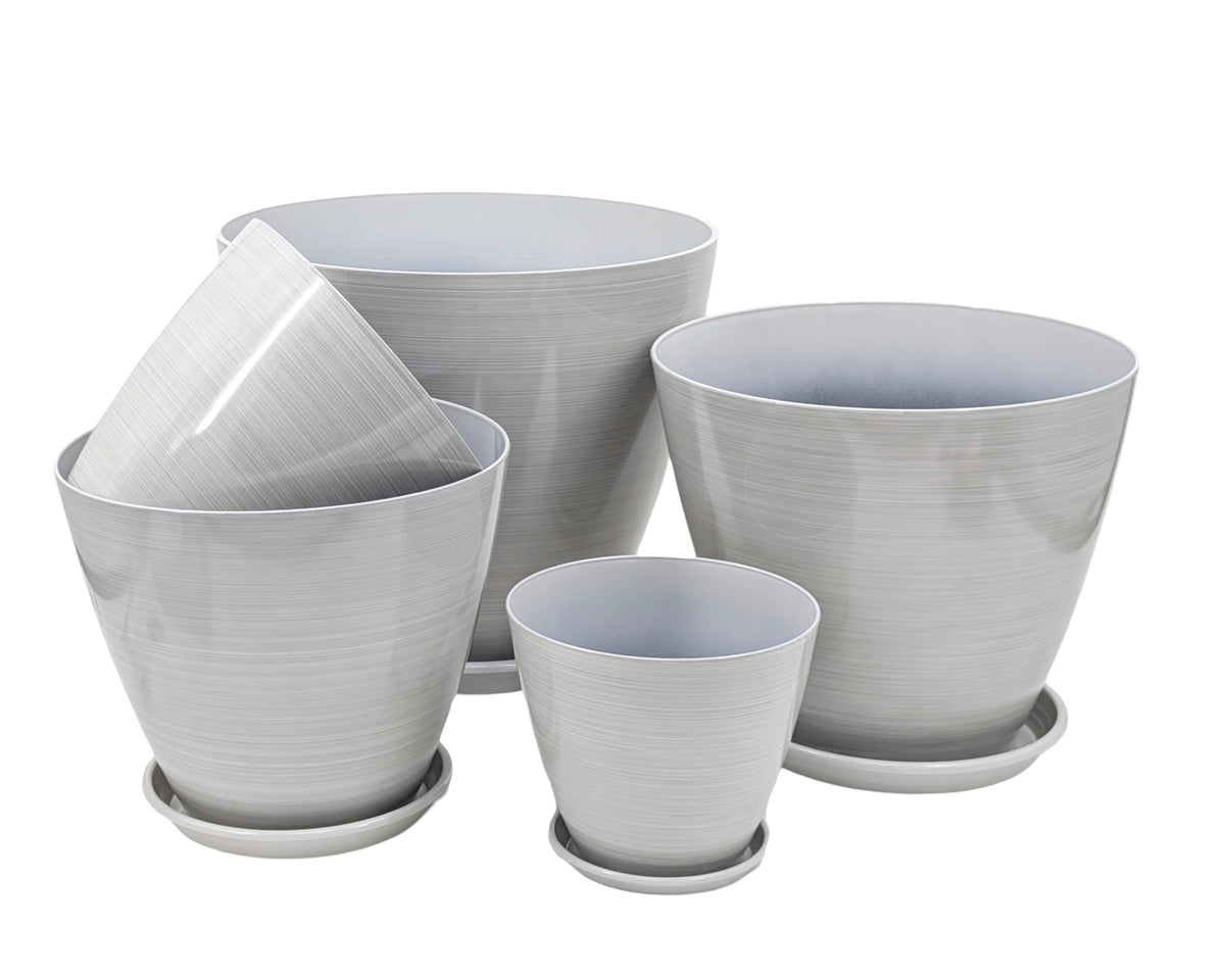 bulk 12 Brush Glazed Planter w/ Drainage Tray 34cm