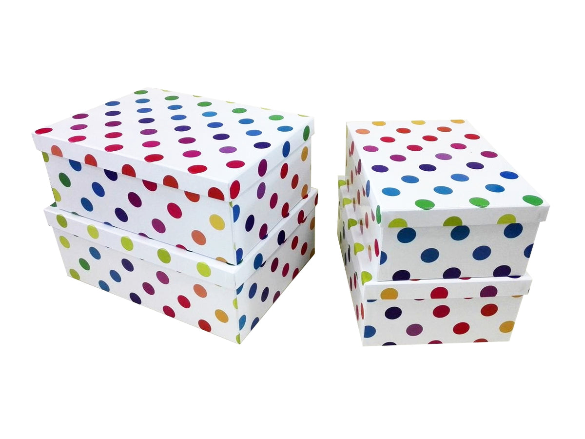 Bulk 2 Rainbow Polka Dots Gift Box Set 18 43x34x16cm