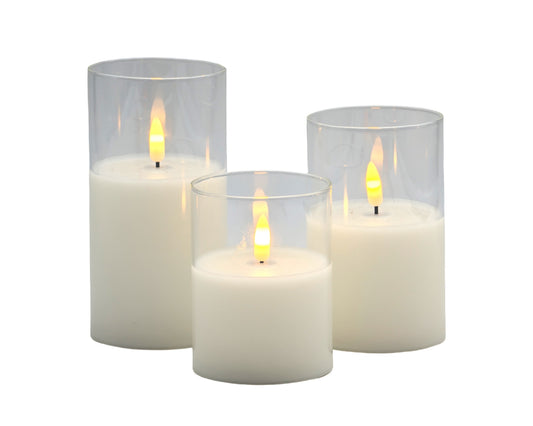 Bulk 24 Glass Tube Led Candle 7.5x10cm Flickering Flame