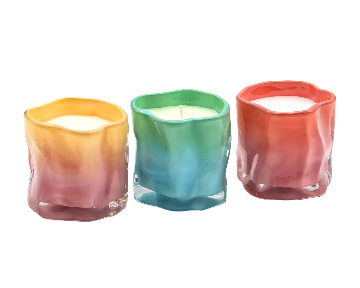 Bulk 24 Scented Quirky Glass Jar Candle 8.8x8.1cm 3 Asst