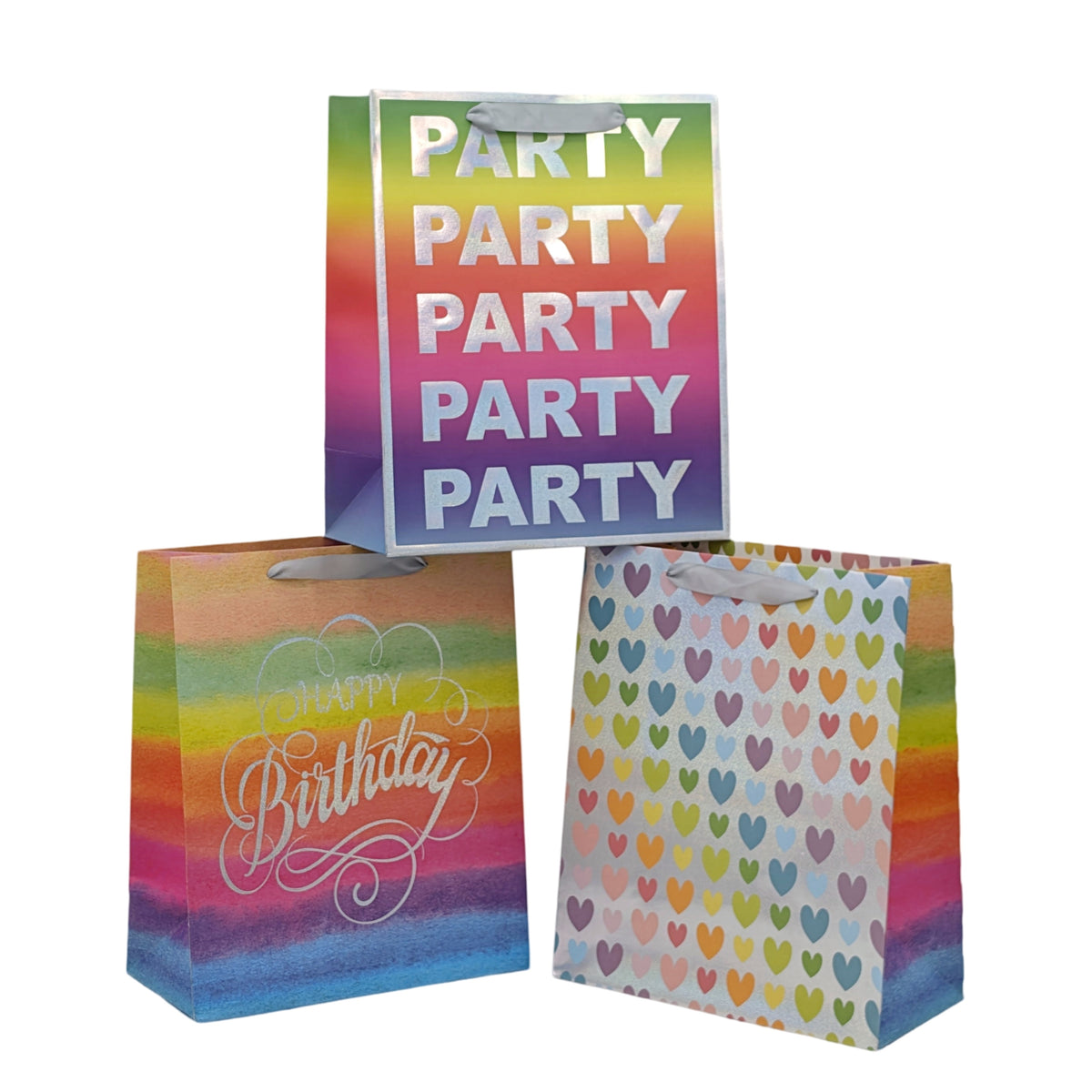 bulk 24 Large Rainbow Celebration Gift Bag 32cm