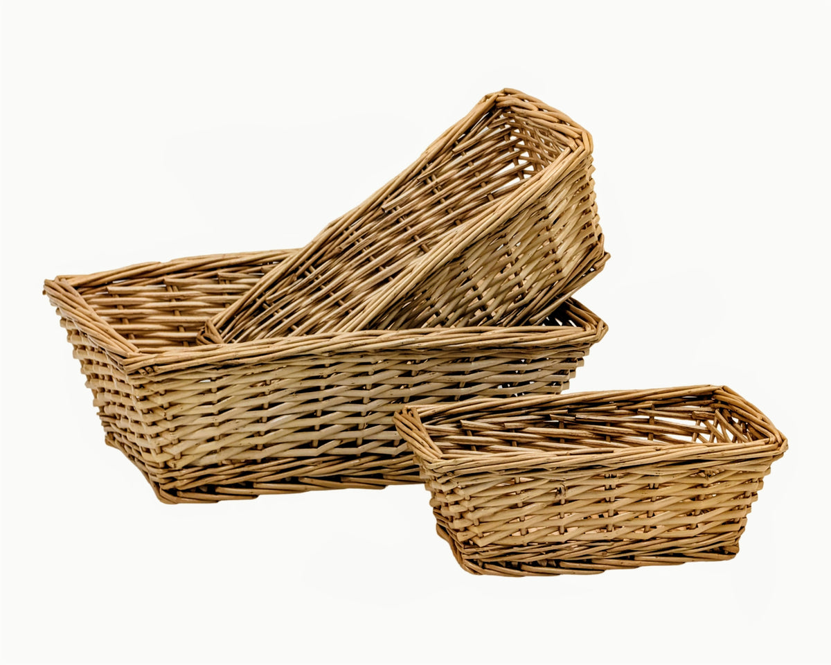 Bulk 6 Willow Catering Baskets s3 35.5x25.5x13cmh