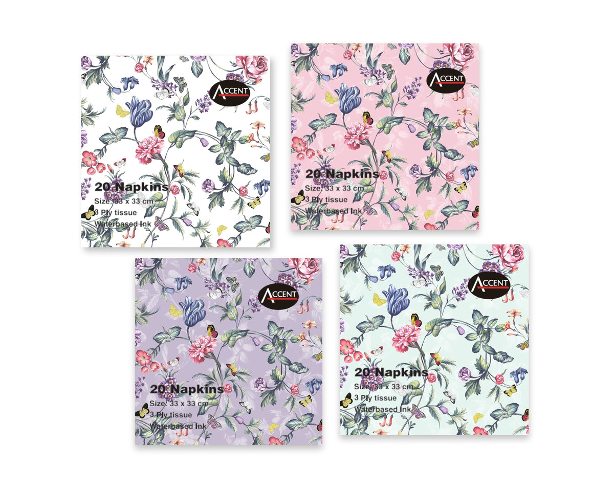 bulk 960 Jardin Floral Napkins 2Ply 33cm