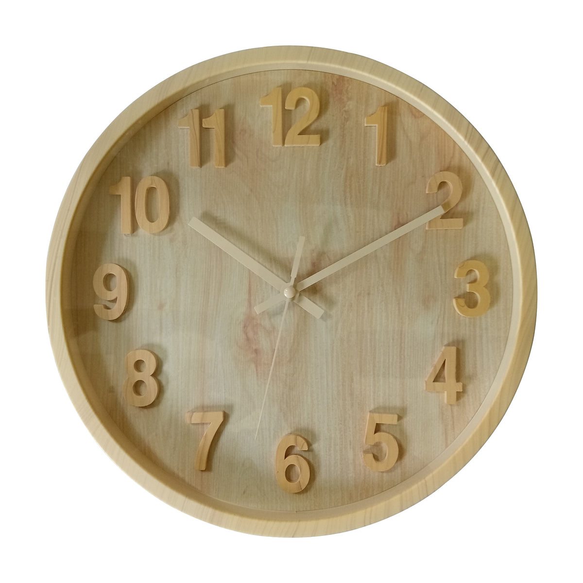 Bulk 8 Faux Woodgrain Round Wall Clock 30cm 12in