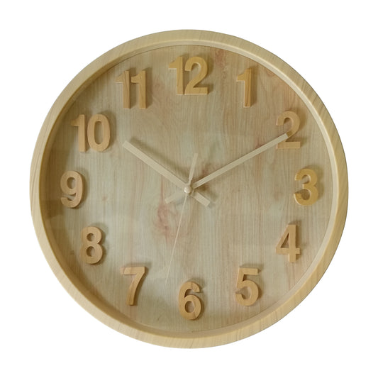Bulk 8 Faux Woodgrain Round Wall Clock 30cm 12in