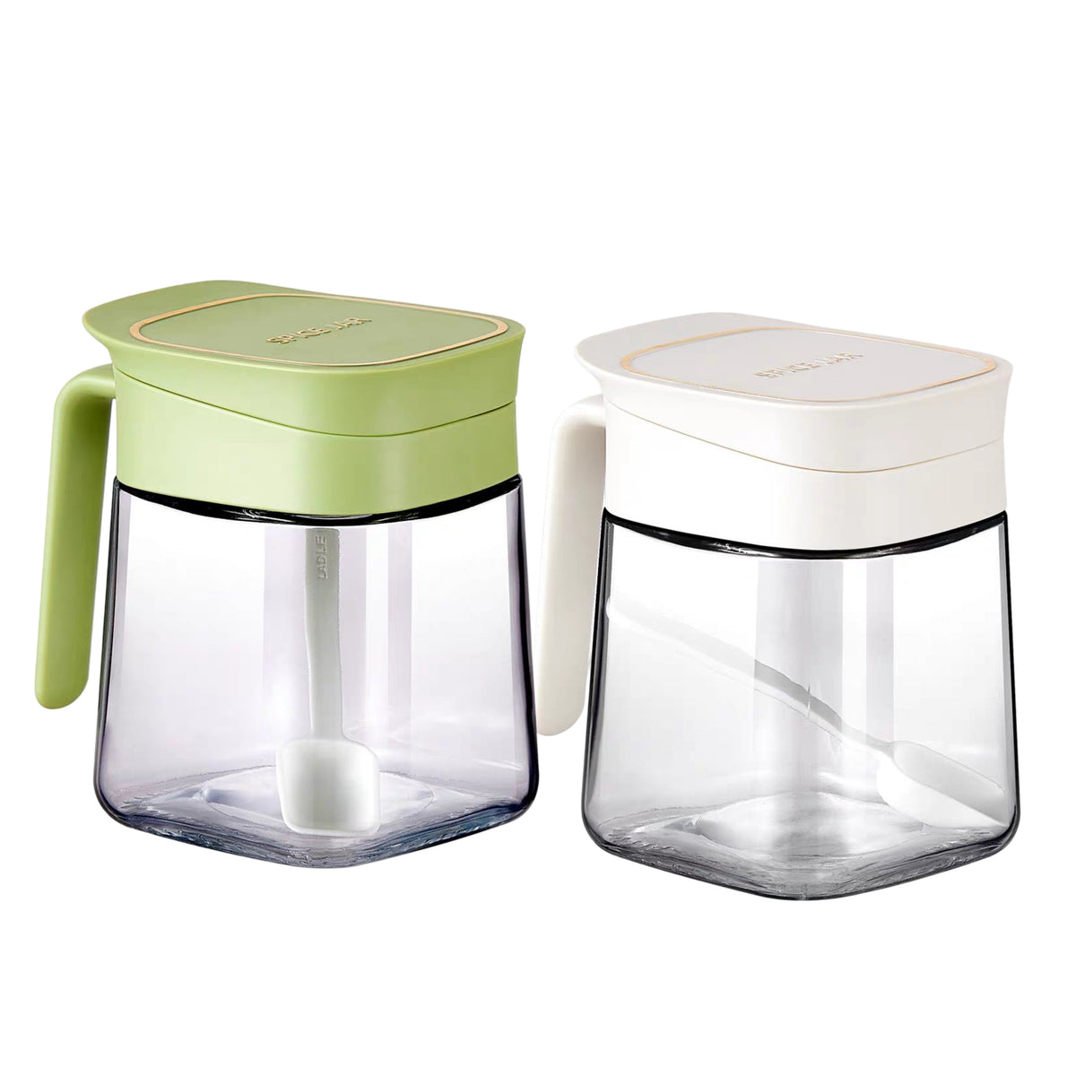 Set 2 Glass Spice Jar w/ Spoon 260ml 2 Assort
