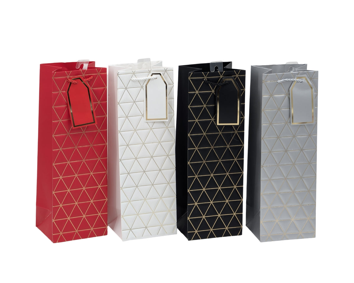 bulk 24 Foiled Triangles Bottle Gift Bag 36cm