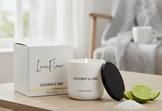 bulk 6 Luxe Fleur Scented Soy Candle In Jar Coconut & Lime