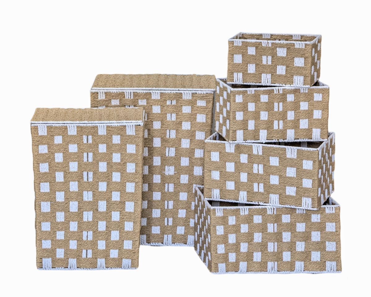 Set 6 Woven Paper Rope Laundry N Storage Basket 55cm