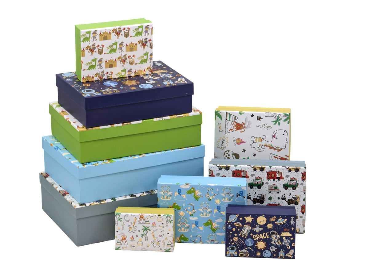 Bulk 3 Playful Adventure Foiled Gift Box Set 10 37x27x11cm