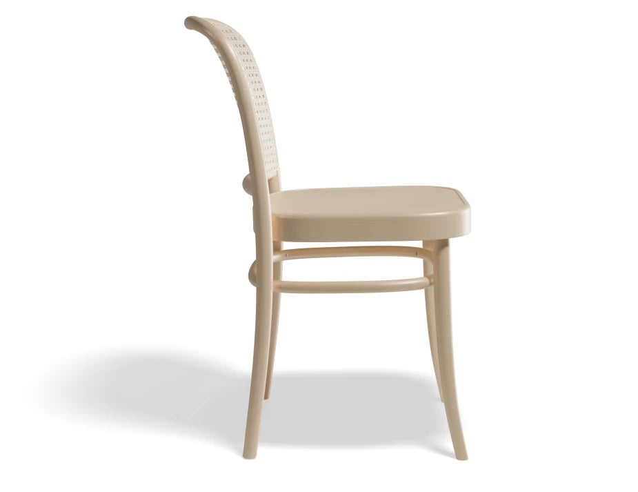 811 Hoffmann Chair - Natural - Wood Seat - Cane Backrest - by TON