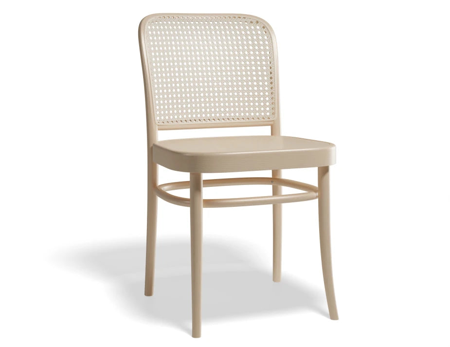 811 Hoffmann Chair - Natural - Wood Seat - Cane Backrest - by TON