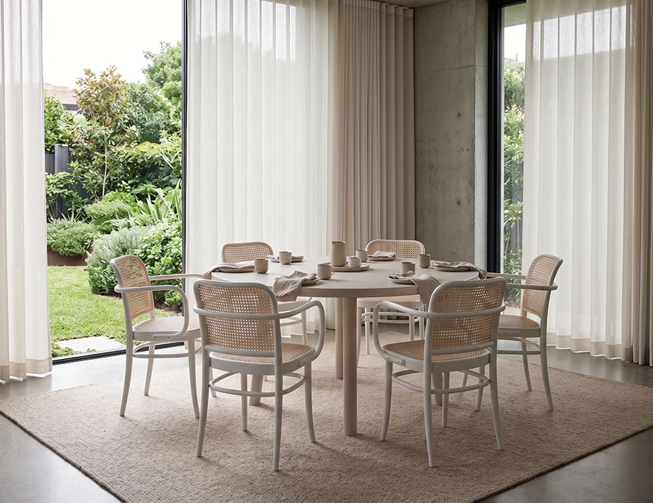 811 Hoffmann Armchair - White - Cane Seat - Cane Backrest - by TON