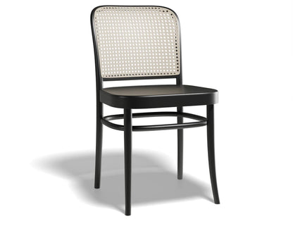 811 Hoffmann Chair - Black Stain - Wood Seat - Cane Backrest - by TON