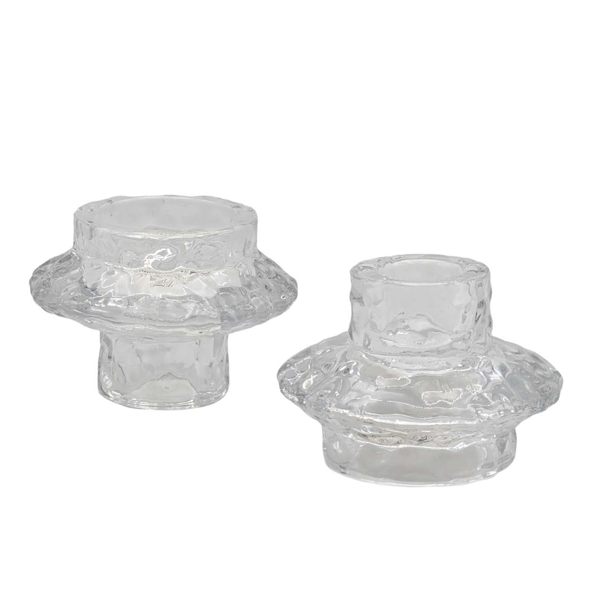 Bulk 24 Clear Glass Candle Holder 2 Use 7.8x5.5cm