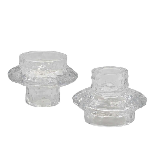 Bulk 24 Clear Glass Candle Holder 2 Use 7.8x5.5cm