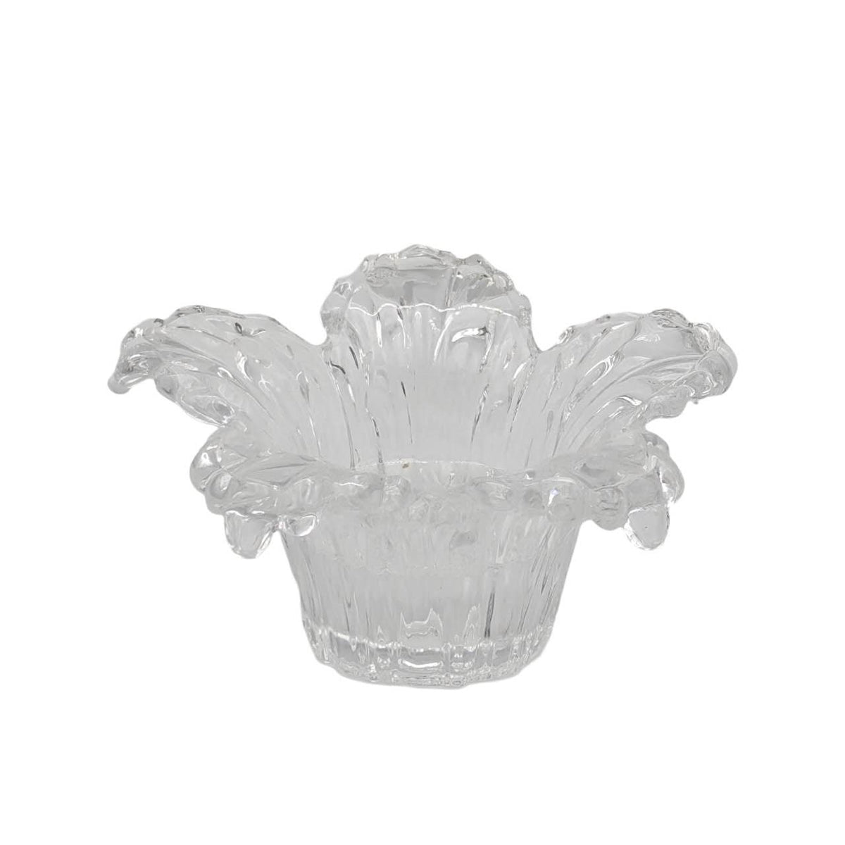 Bulk 18 Clear Glass Candle Holder Flower Shape 12.5x6cm