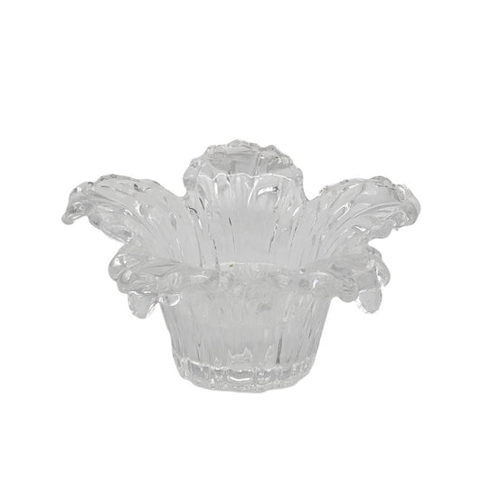 Bulk 18 Clear Glass Candle Holder Flower Shape 12.5x6cm