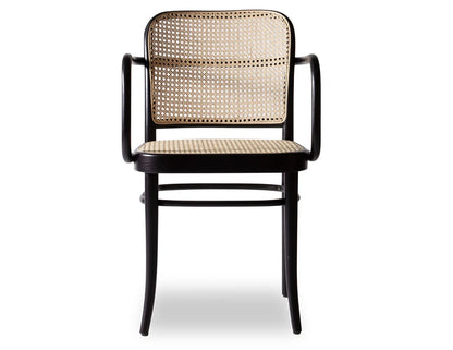 811 Hoffmann Armchair - Black Stain - Cane Seat - Cane Backrest - by TON