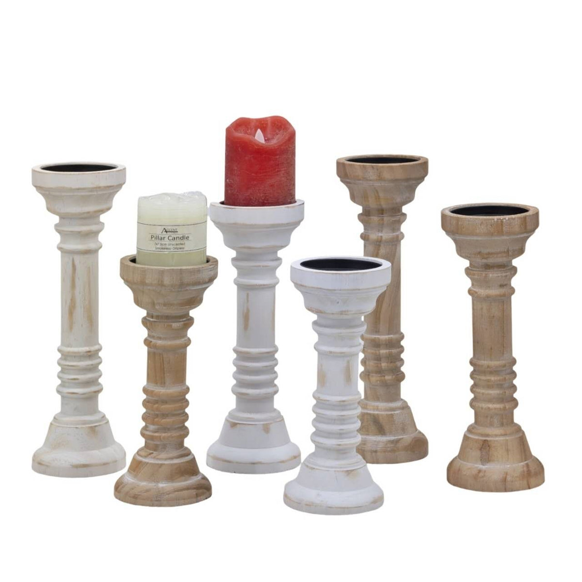 Bulk 8 Earthy Essence Wooden Candle Holder 9.7x28cm 2 Asst
