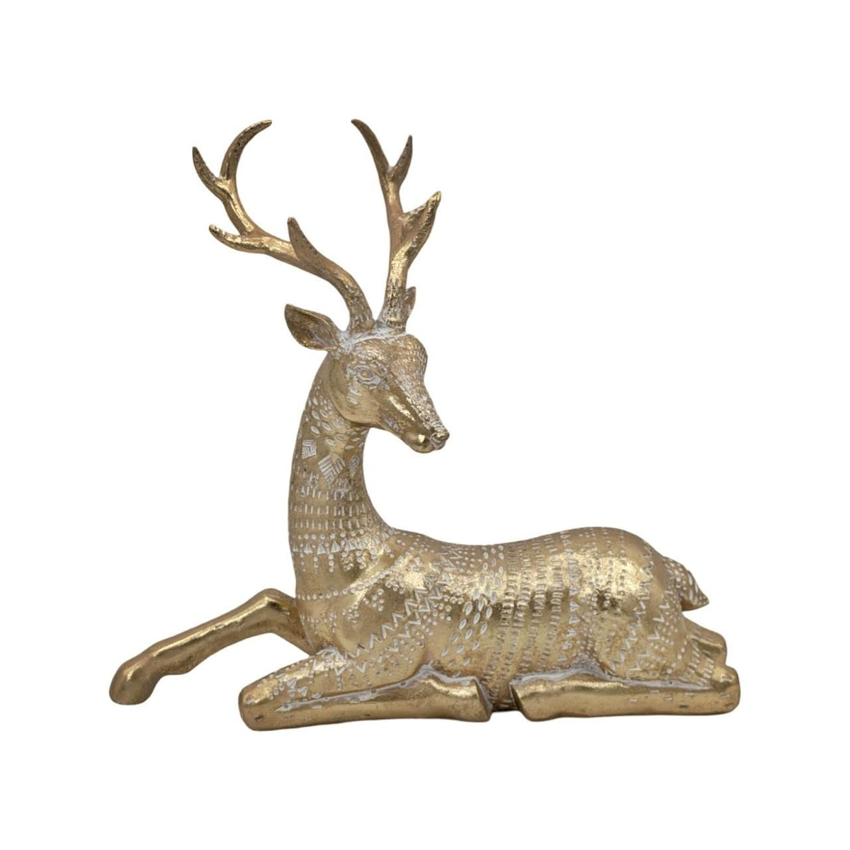 Bulk 4 Xmas Golden Elegance Polyresin Deer Sitting 34x13x33cm