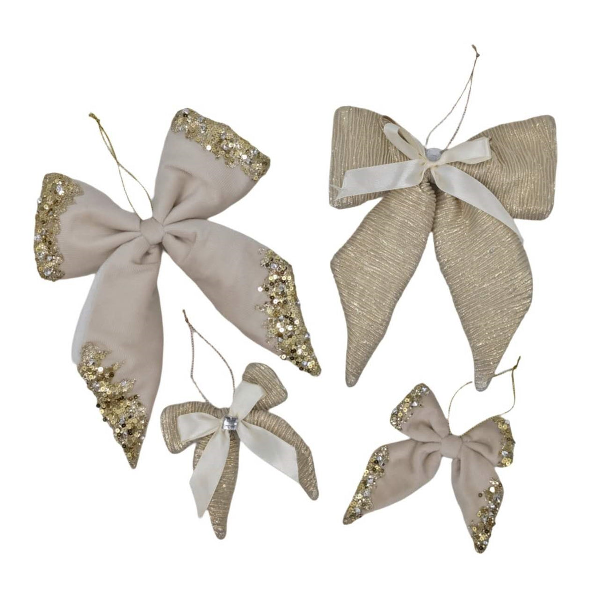 Bulk 24 Xmas Champange & White Velvet Bow 11cm 2 Asst