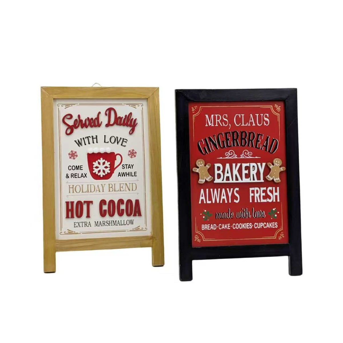 Bulk 12 Xmas Mdf Cafe Street Sign Deco 20x30cmh 2 Asst