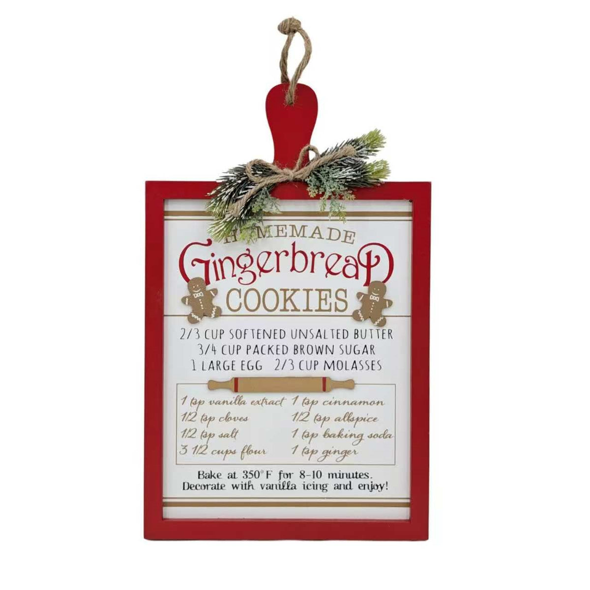Bulk 6 Xmas Gingerbread Recipe Hanging Sign 30x50cmh