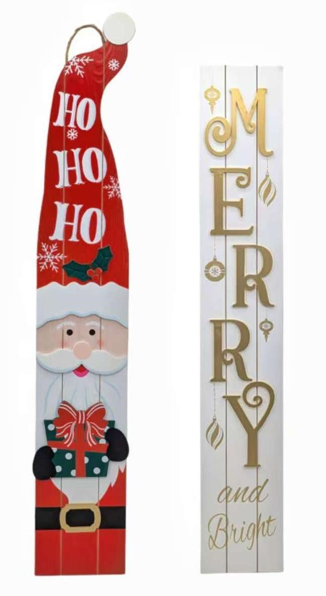 Bulk 4 Xmas Mdf Tall Sign W Metal Stand 120cmh 2 Asst