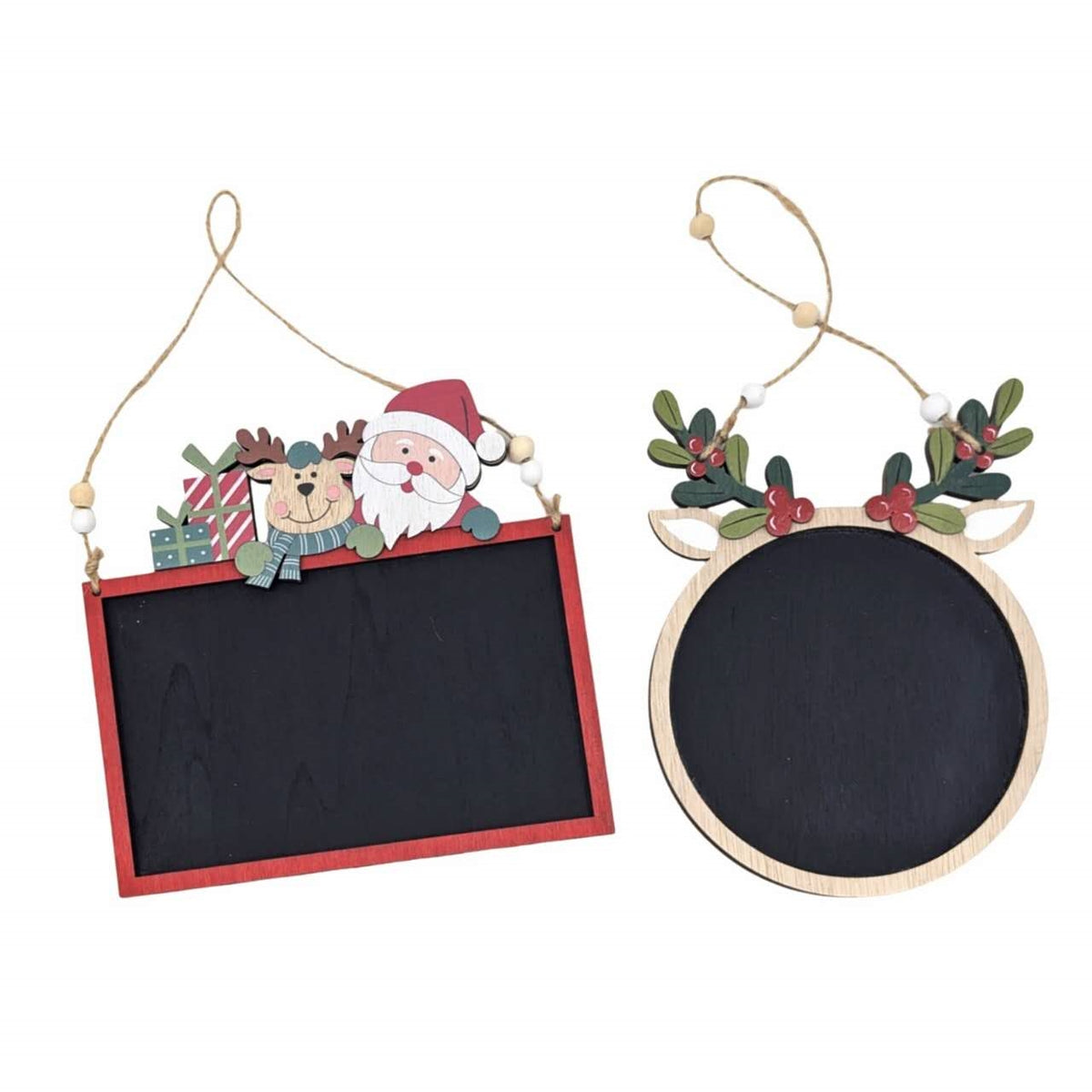 Bulk 24 Xmas Mdf Blackboard Hanger 17-18cm 2 Asst