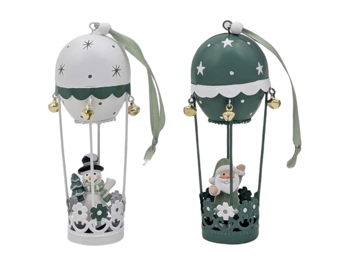 Bulk 12 Xmas Metal Air Balloon Hanger 6x5x16cm 2 Asst