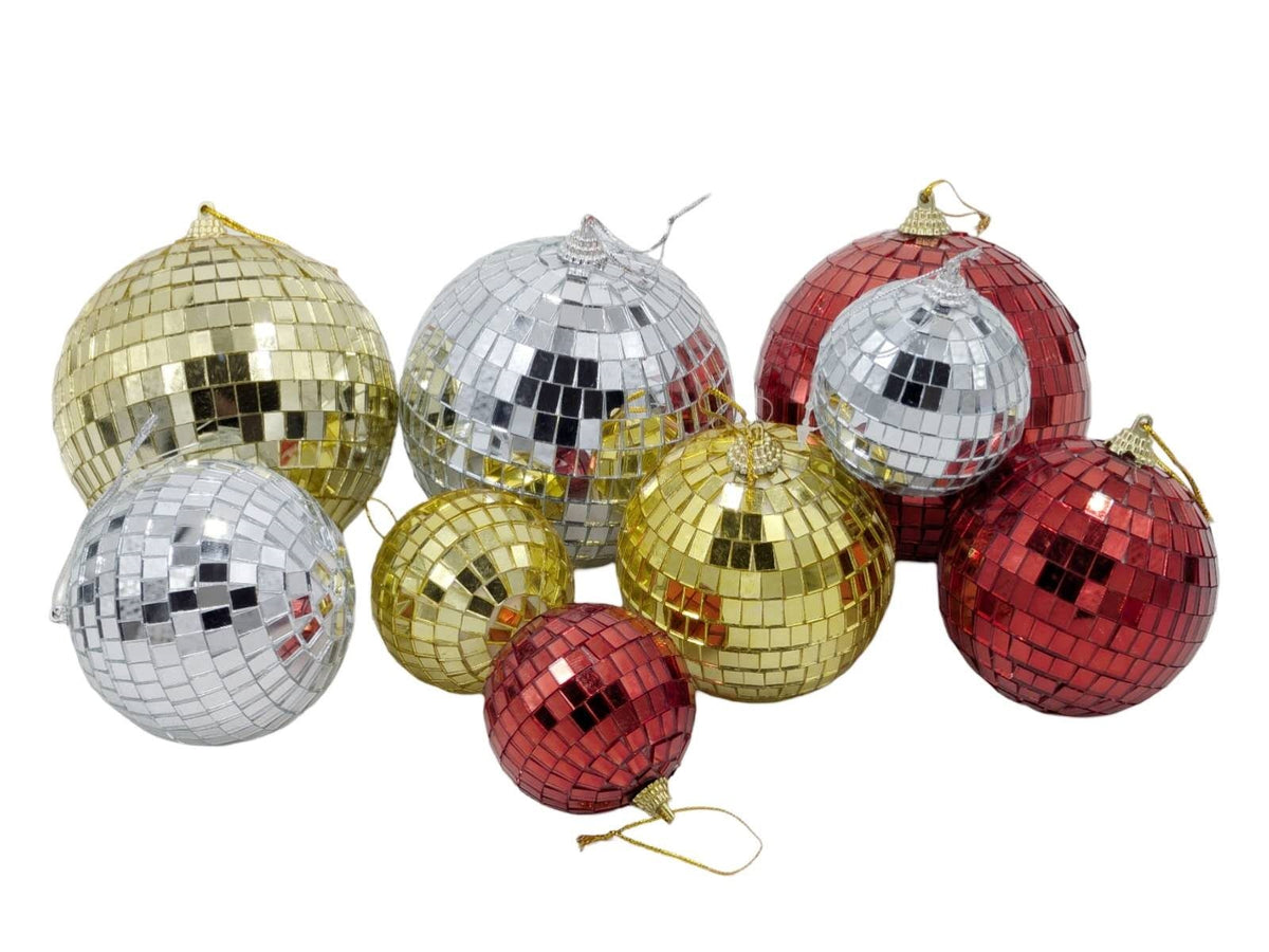 Bulk 24 Xmas Mirror Ball Hanger 6cm 3 Asst