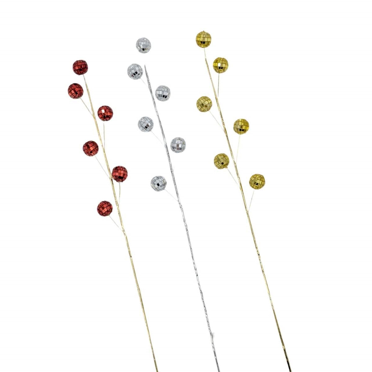 Bulk 24 Xmas Mirror Ball Pick 2cm Ball 3 Asst