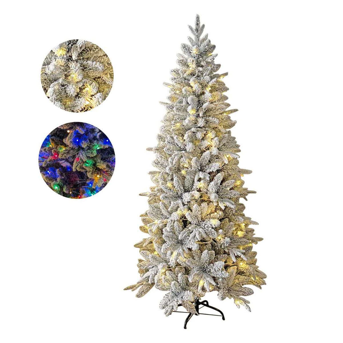 Xmas Light Up Snow Tree Warm & Colourful Mixed 180cm 260led