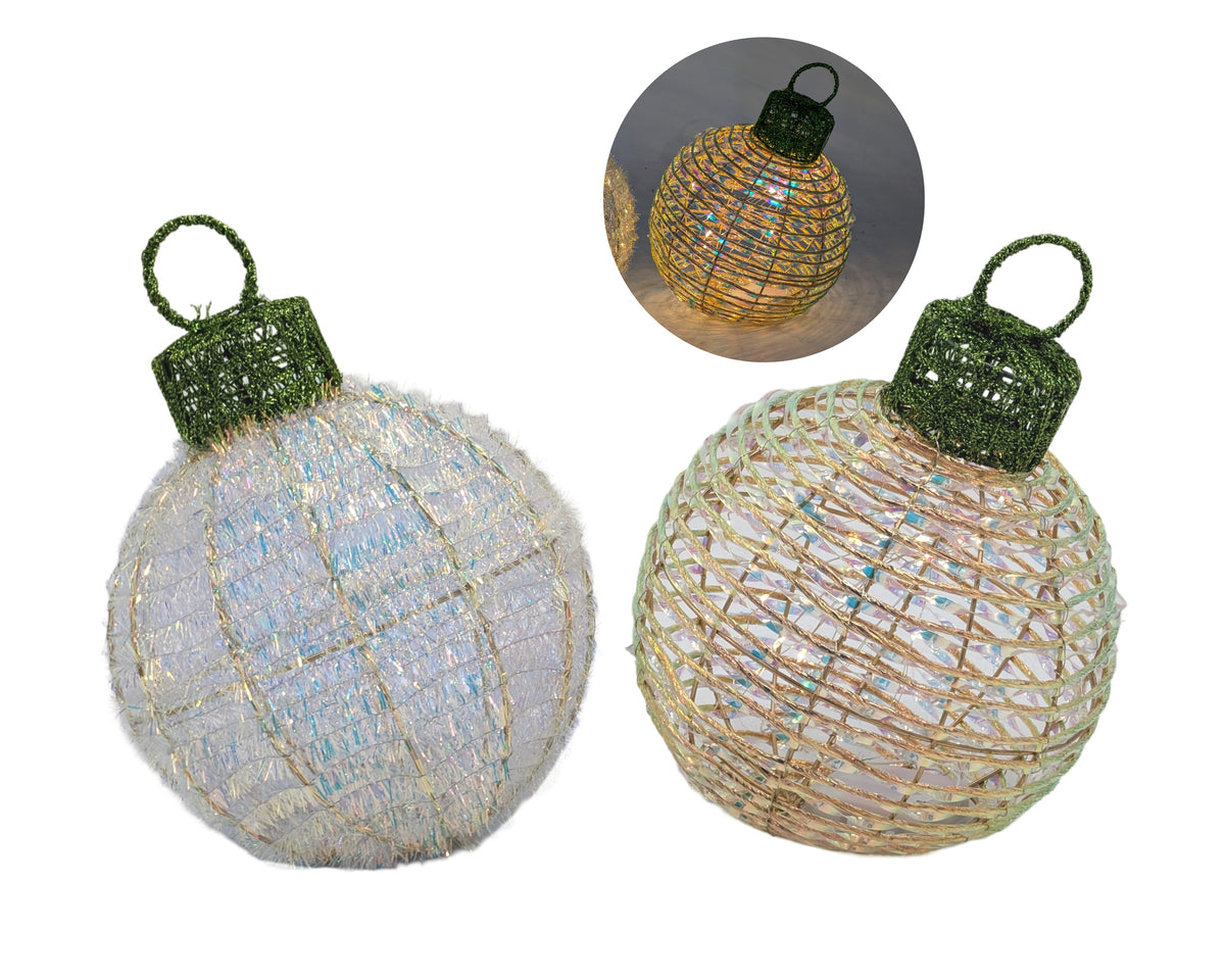 Bulk 4 Xmas Iridescent Table Top Bauble 25x34cm 2 Asst
