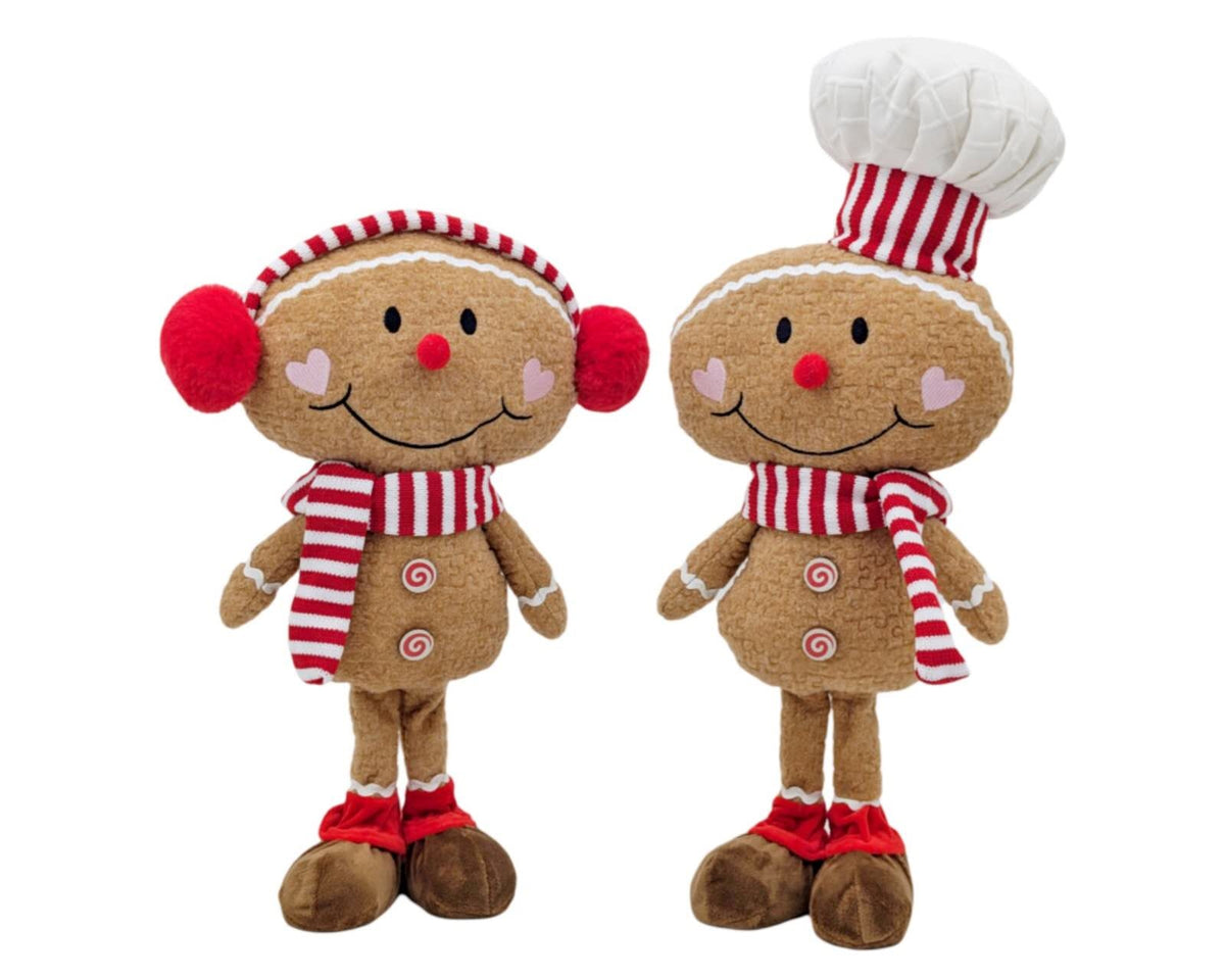 Bulk 6 Xmas Gingerbread Plush Standing 42-52cmh 2 Asst
