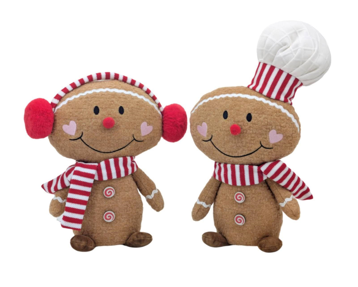 Bulk 6 Xmas Gingerbread Plush Sitting 30-38cmh 2 Asst