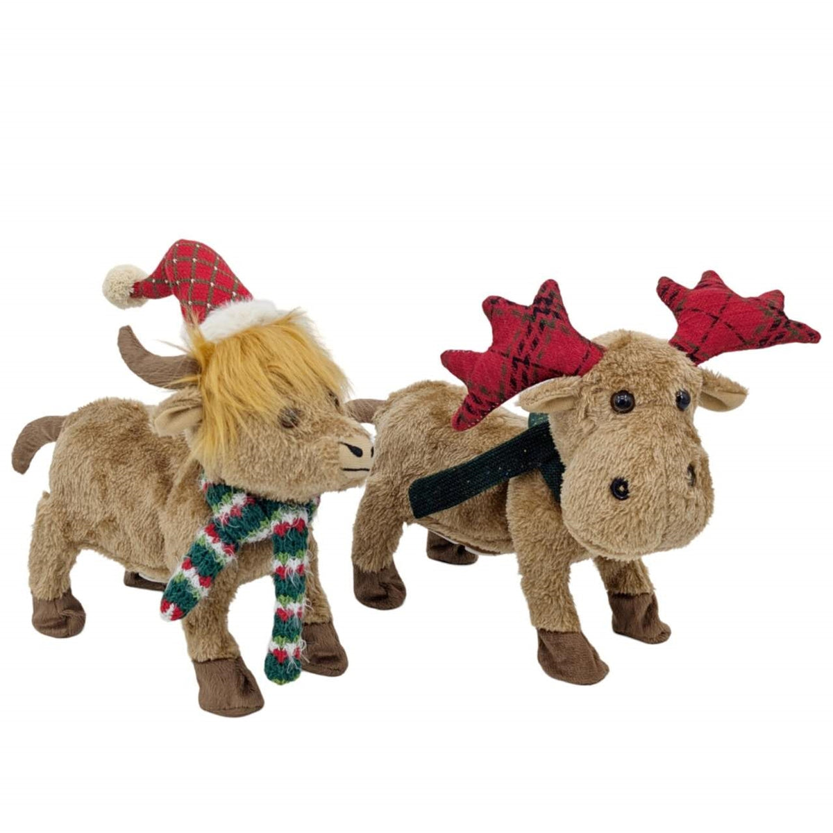 Bulk 4 Xmas Festive Singing Dancing Moose & Yak 30cmh 2 Asst