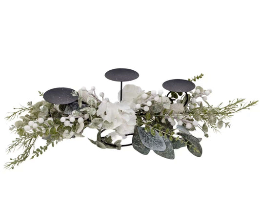Bulk 4 Xmas White Hydrangea & Berry Centerpiece 62cm