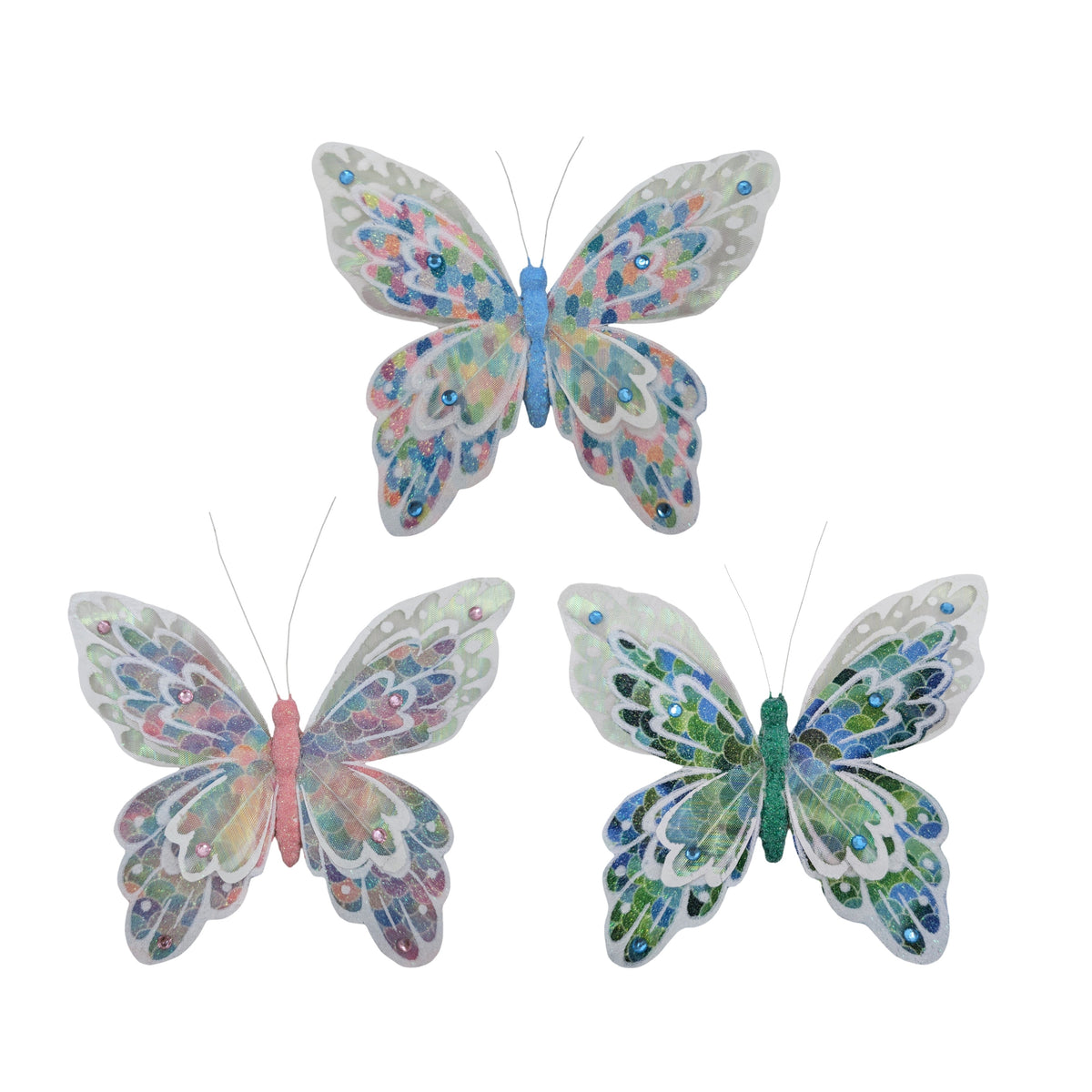 Bulk 36 Gem Butterfly W Clip 16x13cm 3 Asst