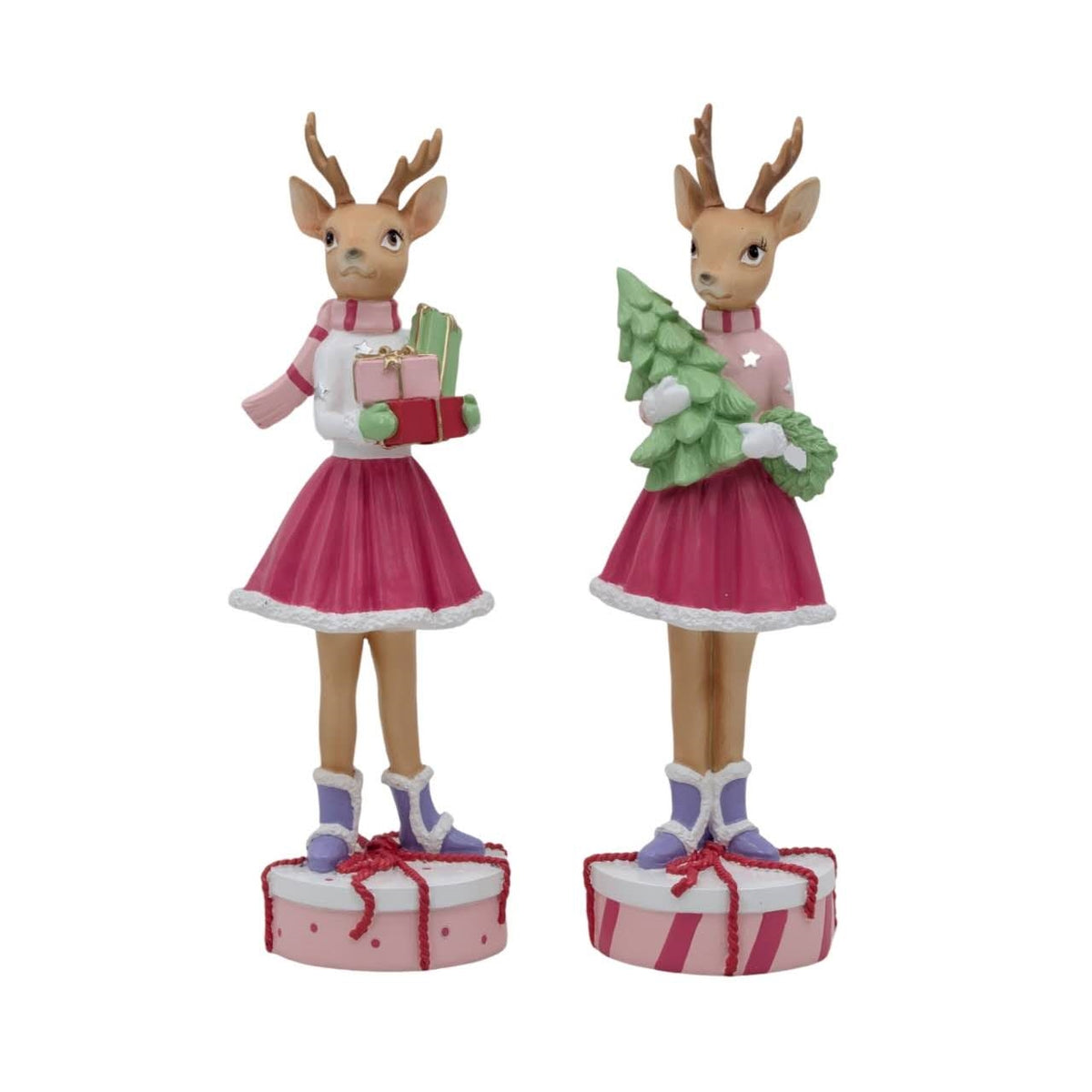 Bulk 8 Xmas Candyland Deer Girl Resin 24.5cmh